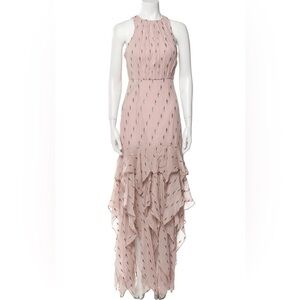 Sleeveless Ruffle-Hem Maxi Dress in Light Blush by Halston Size 6
